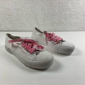 Bp Greta White Canvas‎ Shoes Womens Size 6 Pink Lace Up NWOB 7328